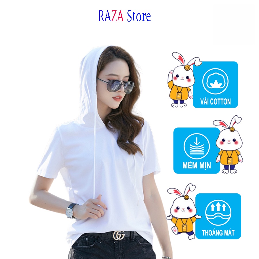 Áo Hoodie nữ  RAZA Store Cotton Mỏng Tay Ngắn Phong Cách Hàn Quốc Dành Cho Bạn Nữ có Size từ 45-65kg RZM47