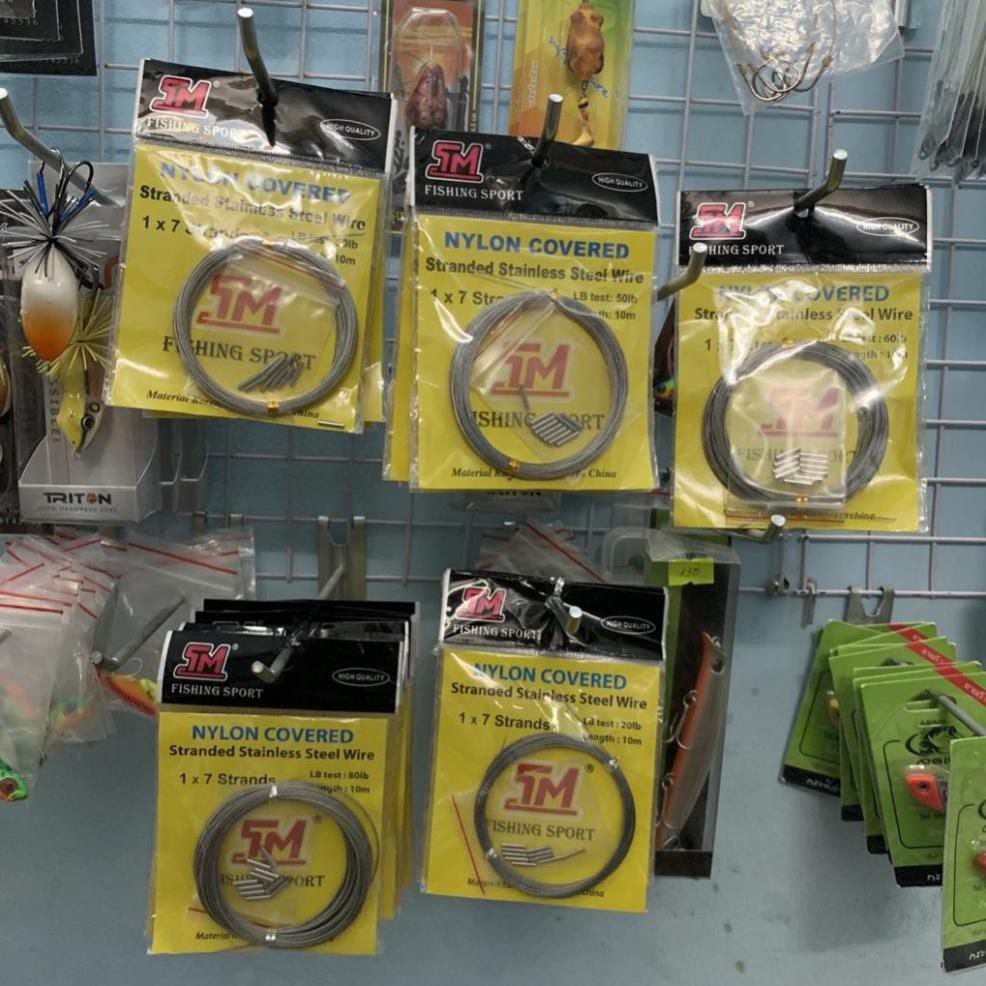 Dây cáp câu cá Fishing Sport dài 10m, cáp câu cá chẽm, cá chim, cá tra, dây cáp câu sông, câu biển siêu bền.