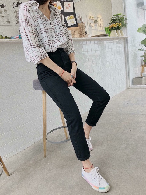 Quần Bò Momjeans Quần jean lưng cao xuất Chuẩn | BigBuy360 - bigbuy360.vn