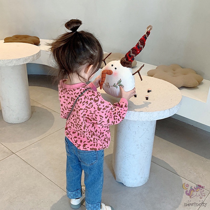 Áo Thun Tay Dài In Họa Tiết Da Báo Thời Trang Mùa Thu Cho Bé Gái