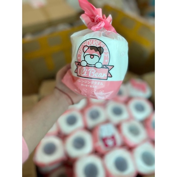 Khăn mặt khô dùng 1 lần lau khô, lau ướt - giấy lau mặt 100% cotton mềm mại