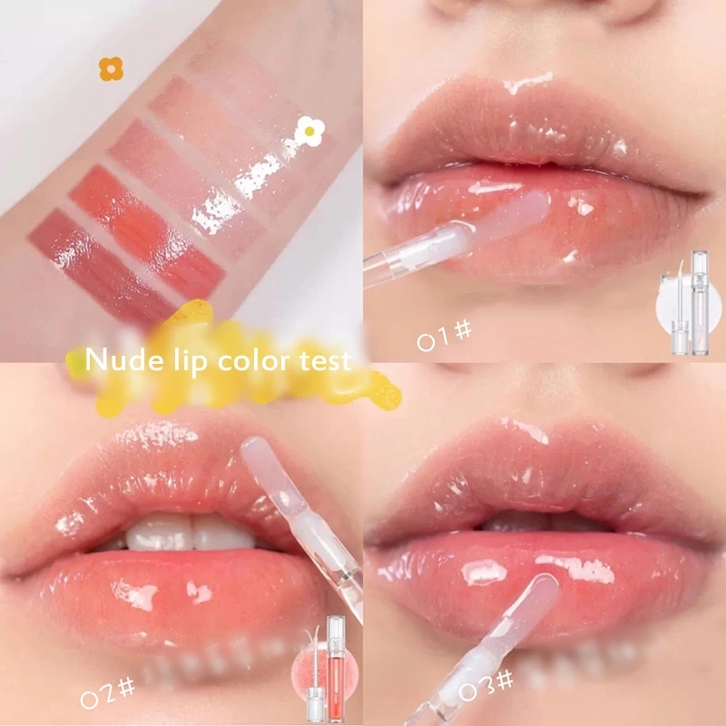 Glitter Jelly Liquid Lip Gloss/Moisturizing Lip Glaze/Plumping Shiny Lipstick/Brightening Lasting Nourishing Cosmetic Makeup/Oil Lips Tint