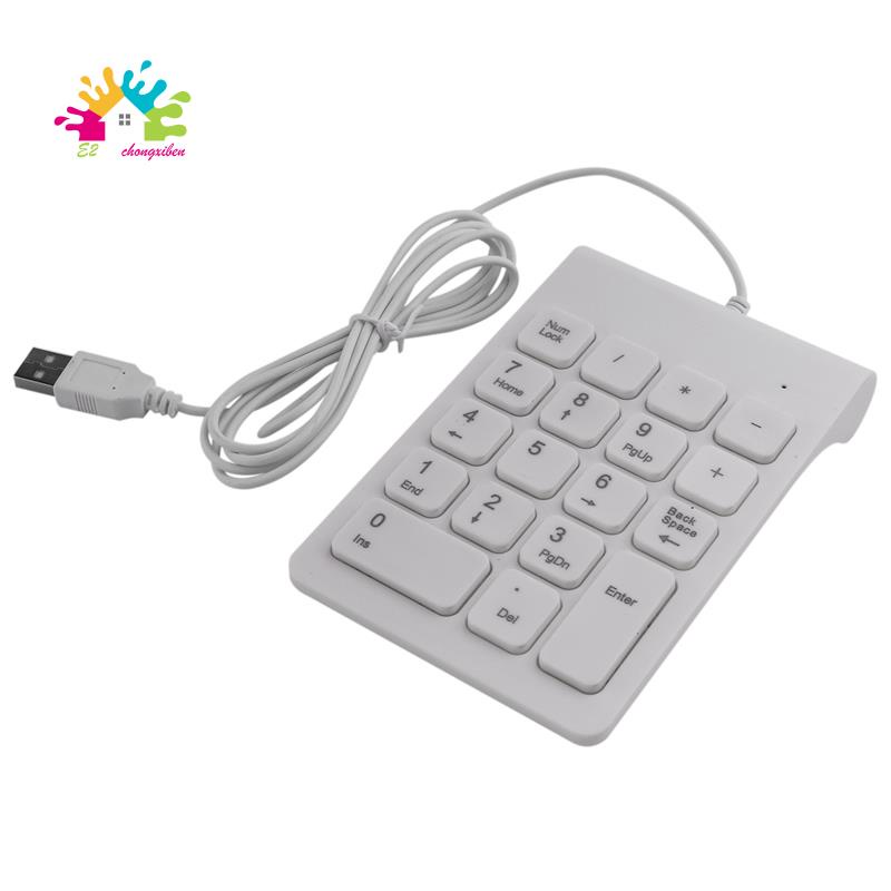 Bàn phím số 18 phím mini có dây USB cho laptop Windows Android Notebook Tablets PC màu đen