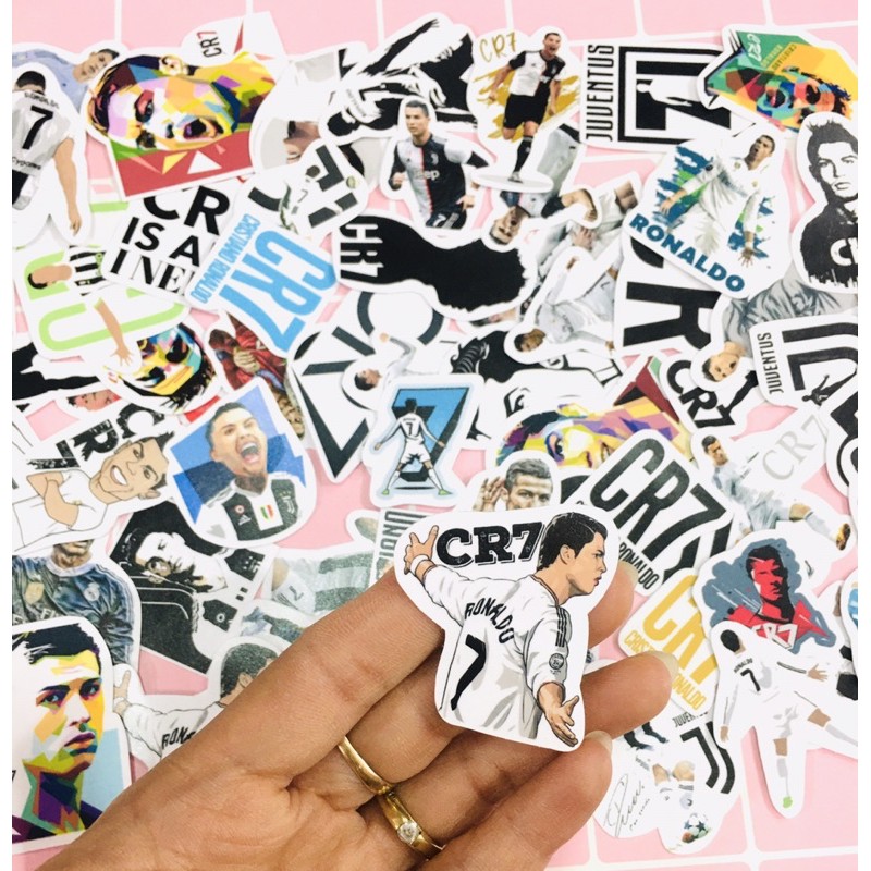 30 sticker CR7 ronaldo decal ép lụa bóc dán/ hình dán CR cristiano ronaldo