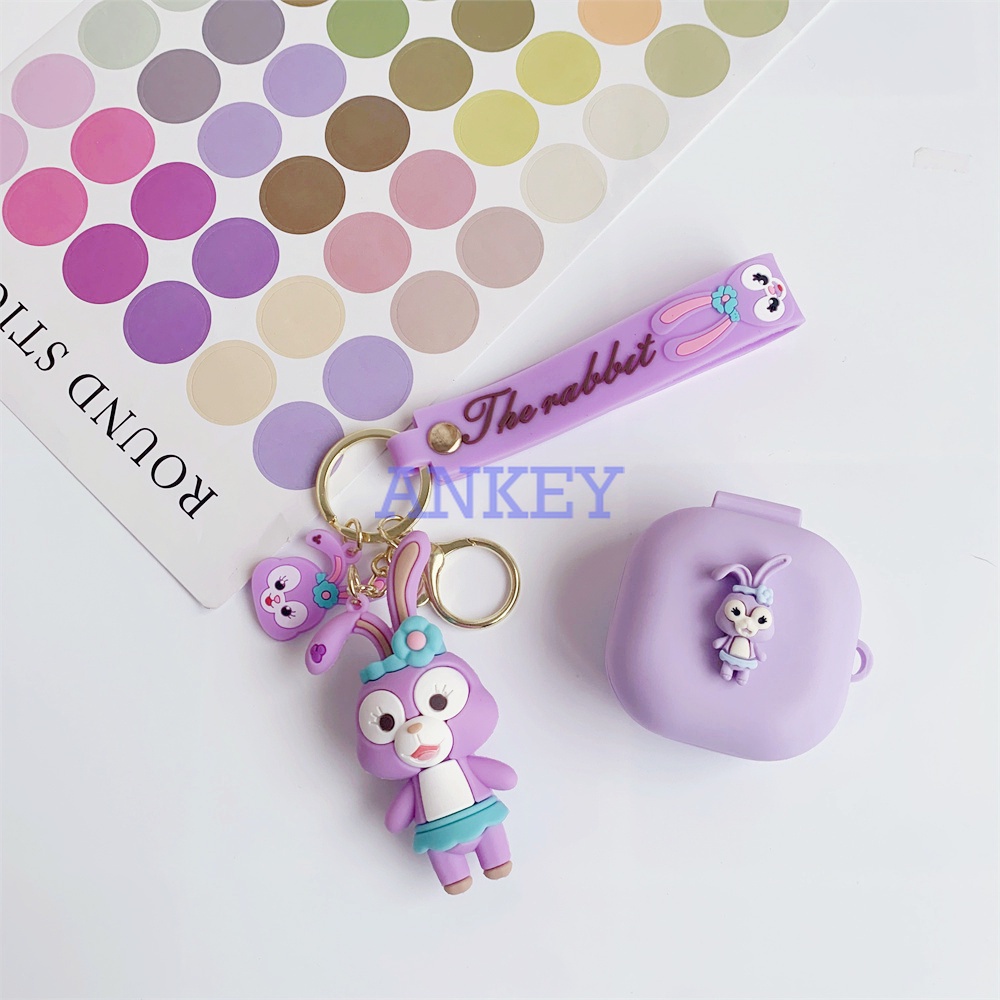 Baseus EncoK WM01 WM02 Vỏ Bảo Vệ Hộp Sạc Tai Nghe Bằng Silicon Chống Sốc Thấm Nước Hình Thỏ Màu Tím Có Vòng Đeo Tay