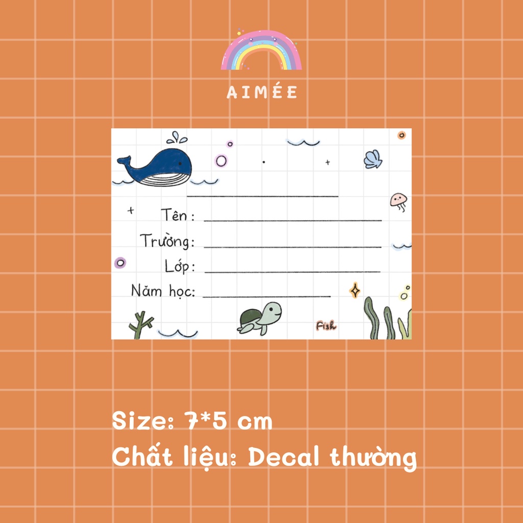 Set 12 nhãn vở xinh xắn thiết kế | Aimee