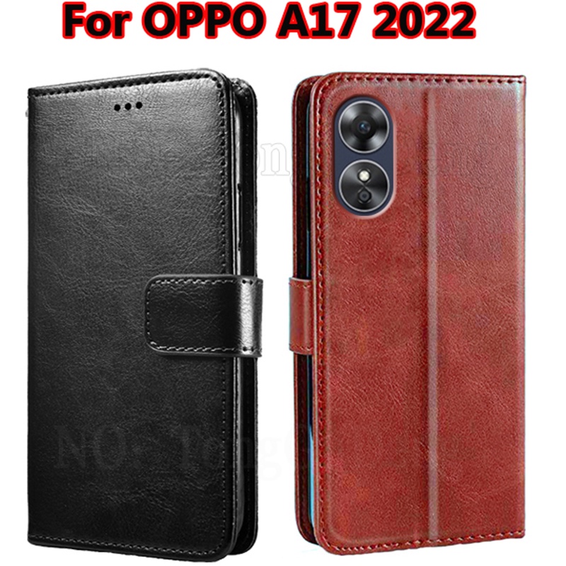 Ốp Điện Thoại Da PU Nắp Gập Kiểu Ví Sang Trọng Cho OPPO reno 10 A18 A17 A77s A77 5G A57 2022 A16 A16S