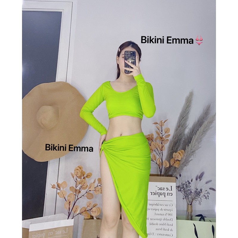 [HÀNG CÓ SẴN] Bikini tay dài vay dài kèm quần chip (hình thật shop chụp)