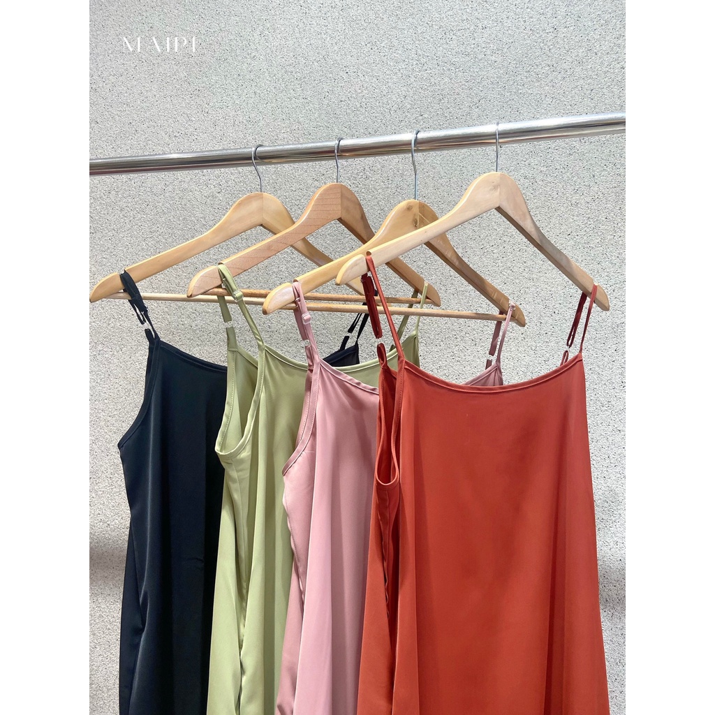 Đầm Bầu Đẹp Hai Dây Cami Dress Chất Lụa Không Nhăn Thoáng Mát By LAMME