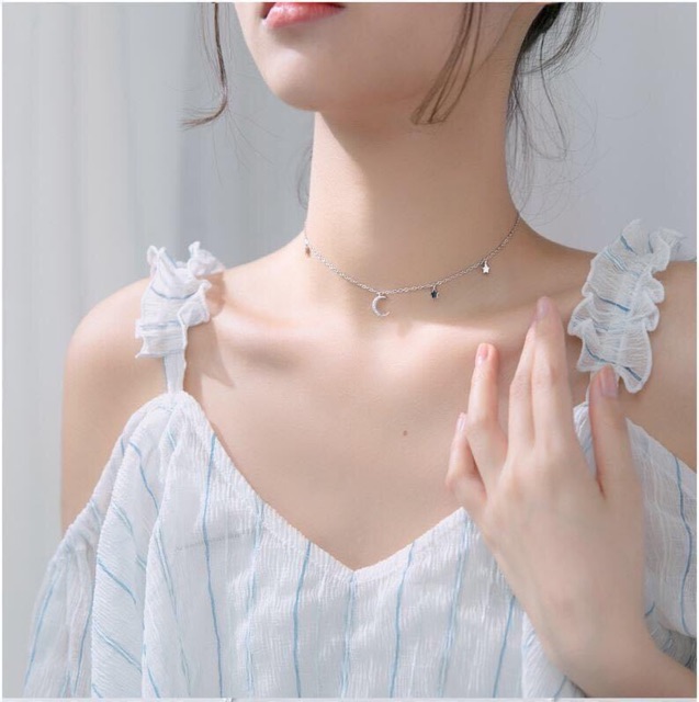 Dây chuyền bạc ta nữ mặt trăng sao-Minh Tâm Jewelry