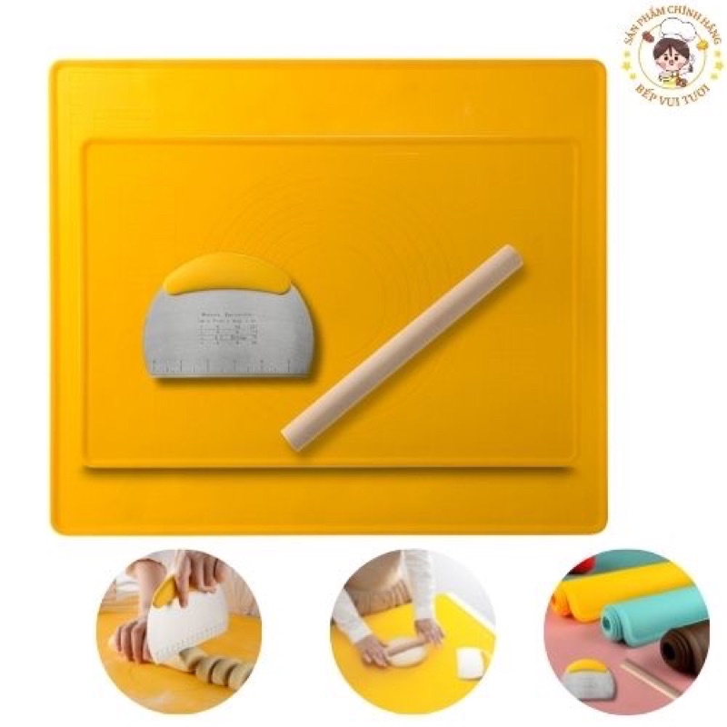 Thảm nhào bột chống dính, thảm Sillicon nhào bột 3 món