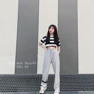 ÁO Croptop sọc tay ngắn
