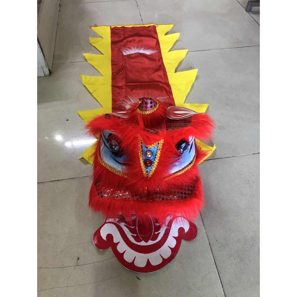Đầu lân, đầu sư tử giá rẻ có đèn kèm đuôi, mắt nháy sáng cho bé chơi trung thu, lễ Tết