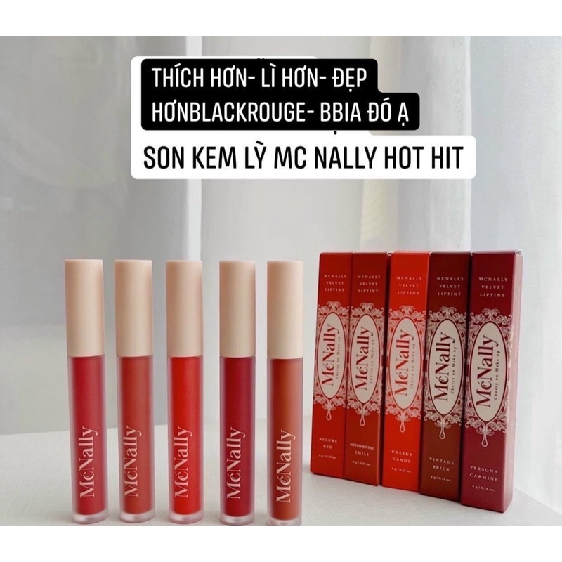 Son kem lì McNally Velvet Lip Tint giữ màu lâu trôi 4g (5 màu)