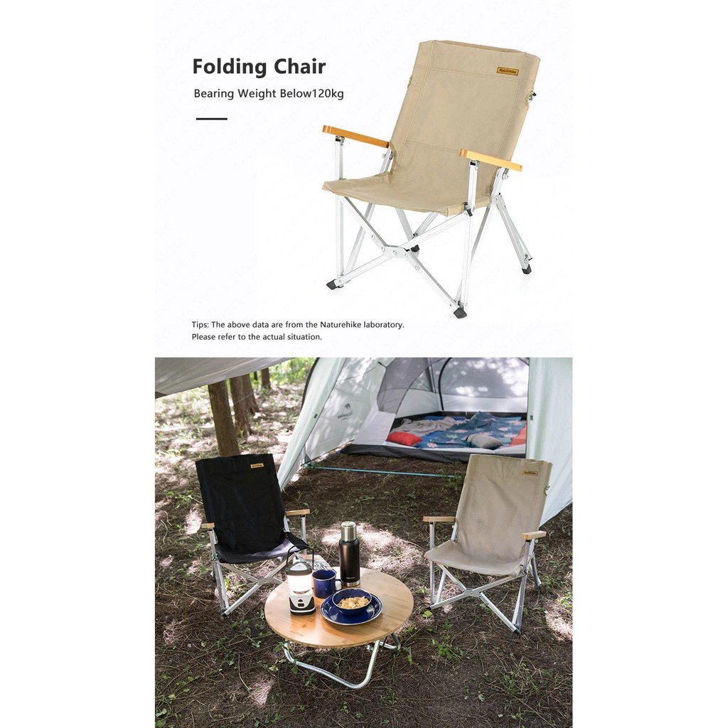 Ghế gấp khung nhôm tay vịn gỗ du lịch cắm trại câu cá Naturehike NH19JJ004 I NH20JJ032