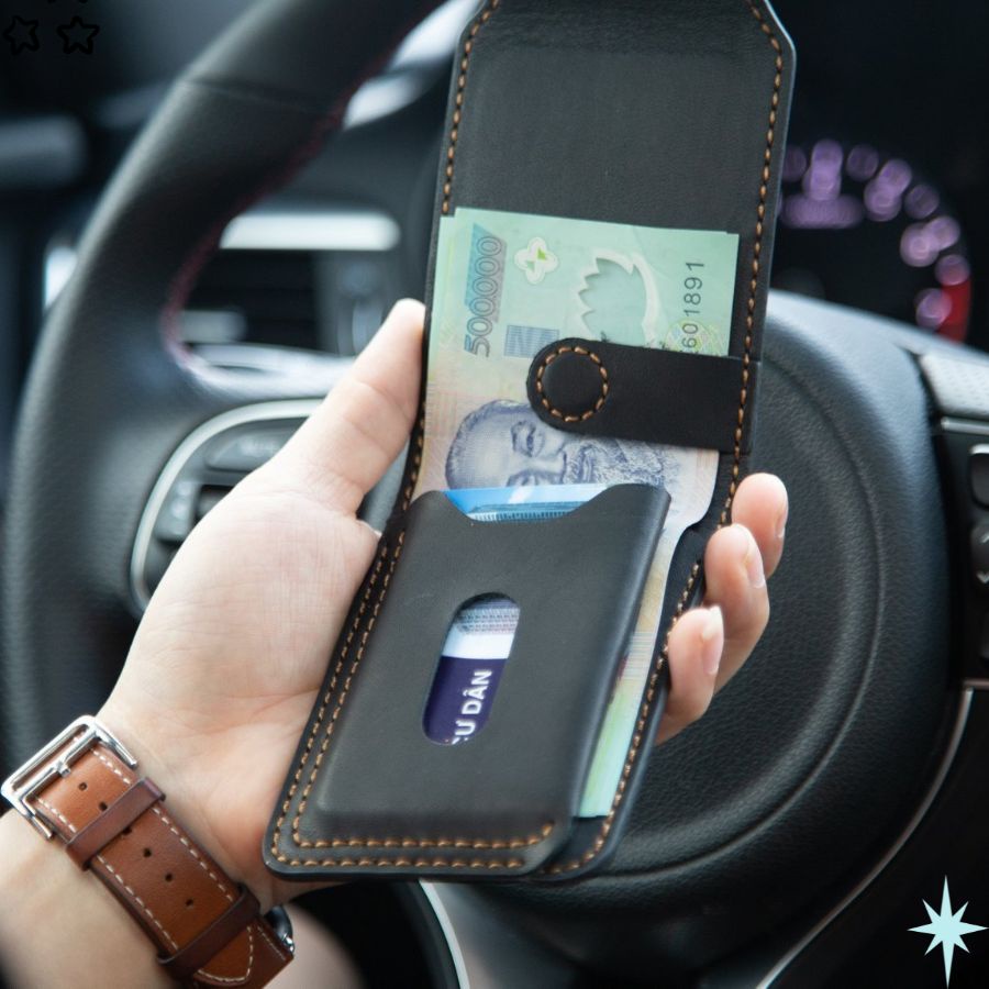 Ví Ngang Nam Mini Da Bò Thật Kiểu Dáng Trẻ Trung Độc Đáo, Bóp Đựng Tiền Thẻ SEN3 - Leli_store