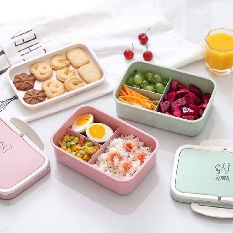 [GIÁ SỐC] Hộp Cơm Lúa Mạch 3 Ngăn TẶNG kèm thìa nhựa siêu rẻ siêu chất lượng