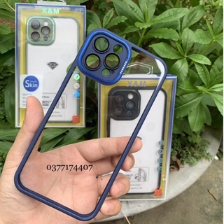 Ốp lưng X&M Skin bảo vệ mắt + cụm camera cho iPhone 12 Pro Max trong suốt viền màu samg trọng