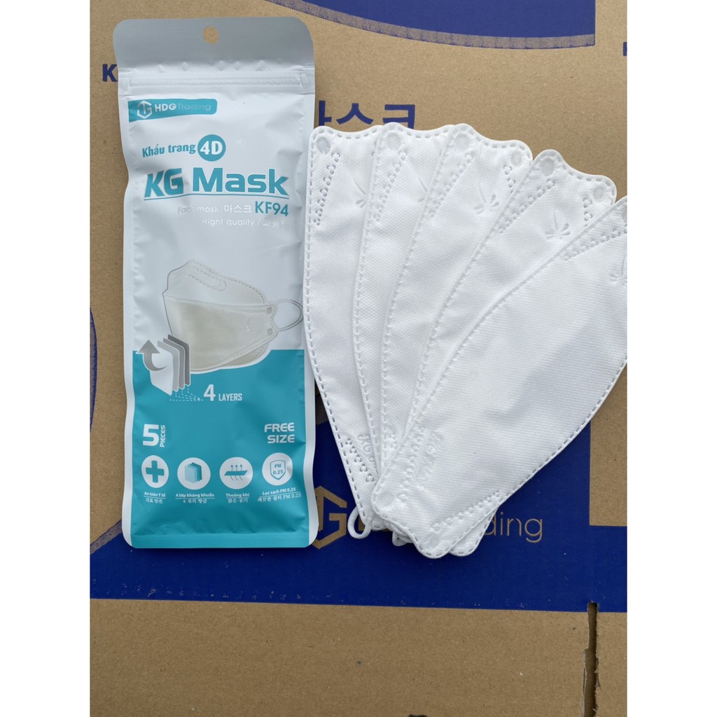 Set 1 Bịch 5 Cái Khẩu( đủ  màu - xanh- trăsng- đen-vàng- xám)  Trang 3D Kháng Khuẩn KG MASK Hàng Công Ty Chính Hãng