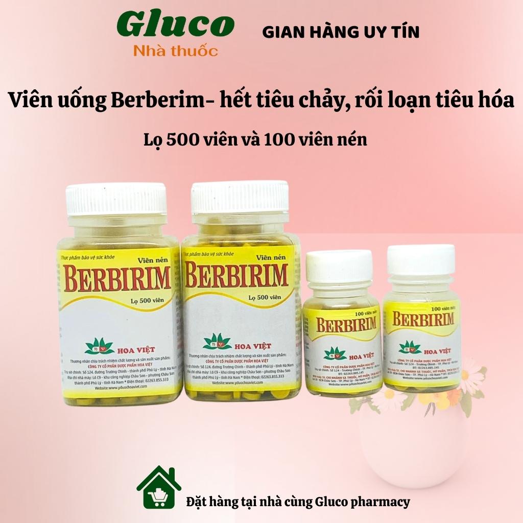 Berberin Hoa Việt Berberim Viên uống tiêu chảy, đi ngoài, lỵ GLU03501
