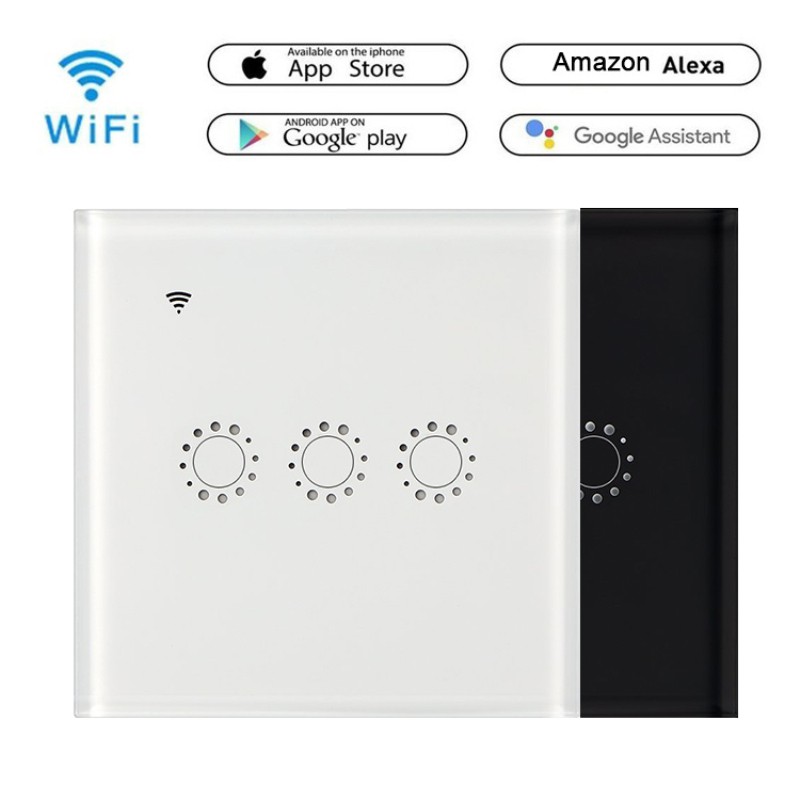 【Available】 Touch switch smart switch panel wall switch 1/2/3 Gang wifi light switch US / EU standard work with Alexa Google Home 【UUSTOCK】