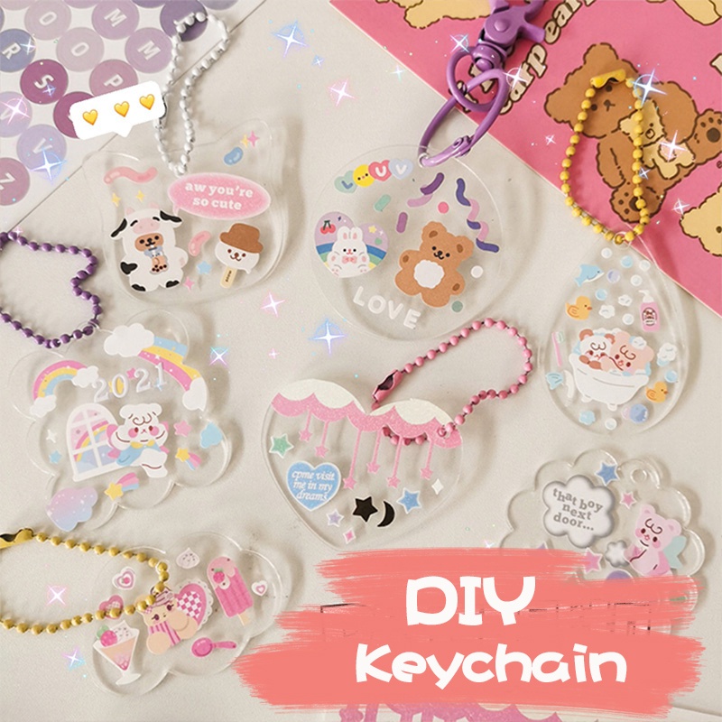 Móc Khóa Acrylic Trong Suốt Họa Tiết Dễ Thương DIY