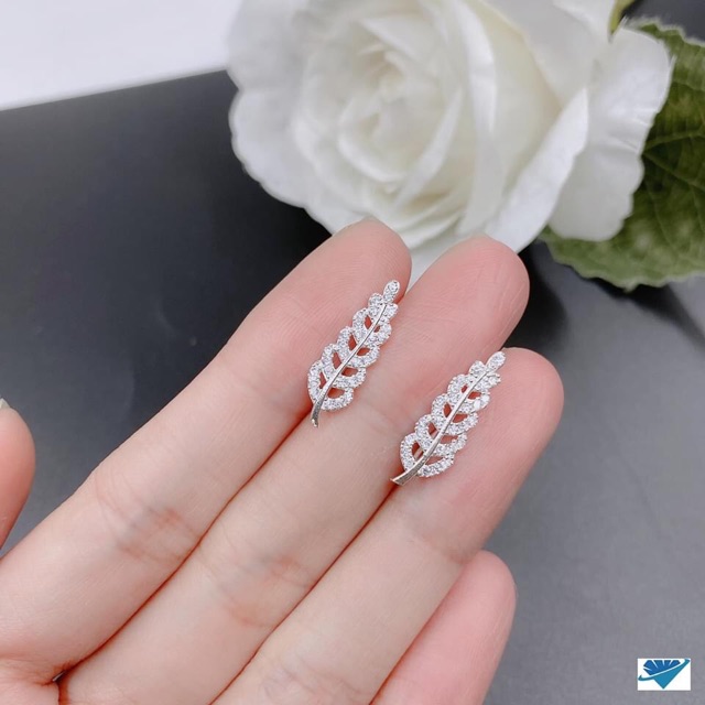 KHUYÊN TAI BẠC HÌNH LÁ CAO CẤP