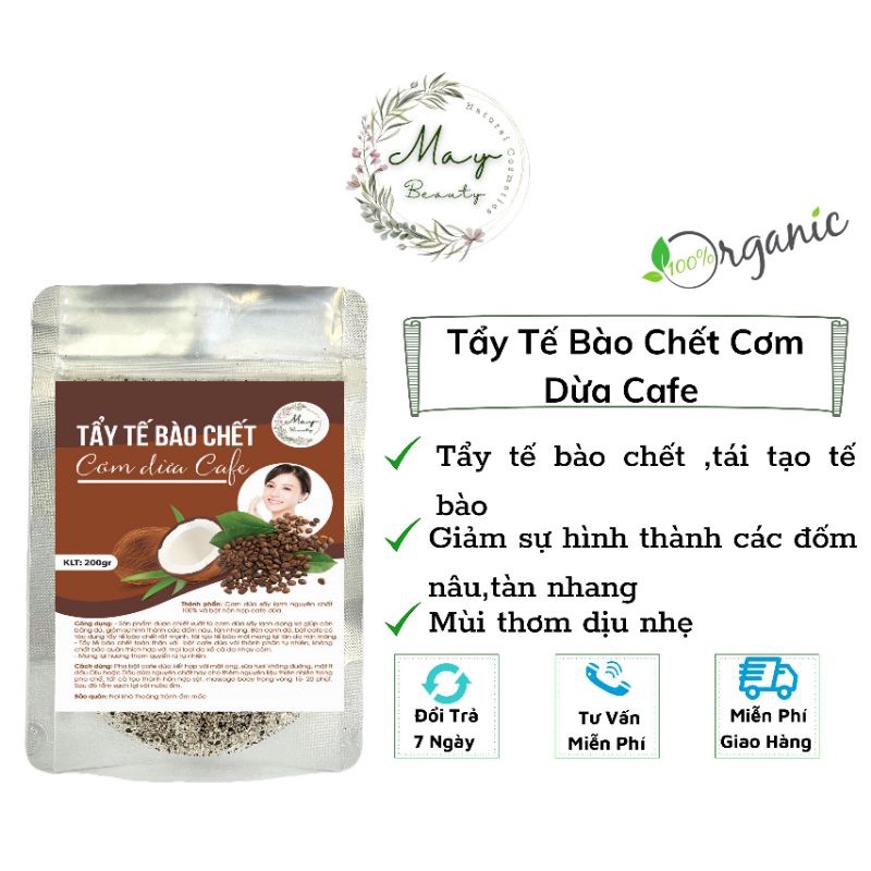 1kg Tẩy Tế Bào Chết (TBC) tắm trắng cafe cơm dừa nguyên chất organic handmade