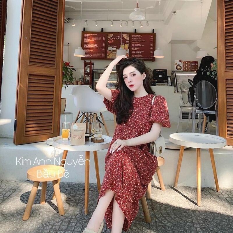 Váy Hoa Nhí Vintage Dáng Dài thiết kế kiểu Hàn Quốc cao cấp