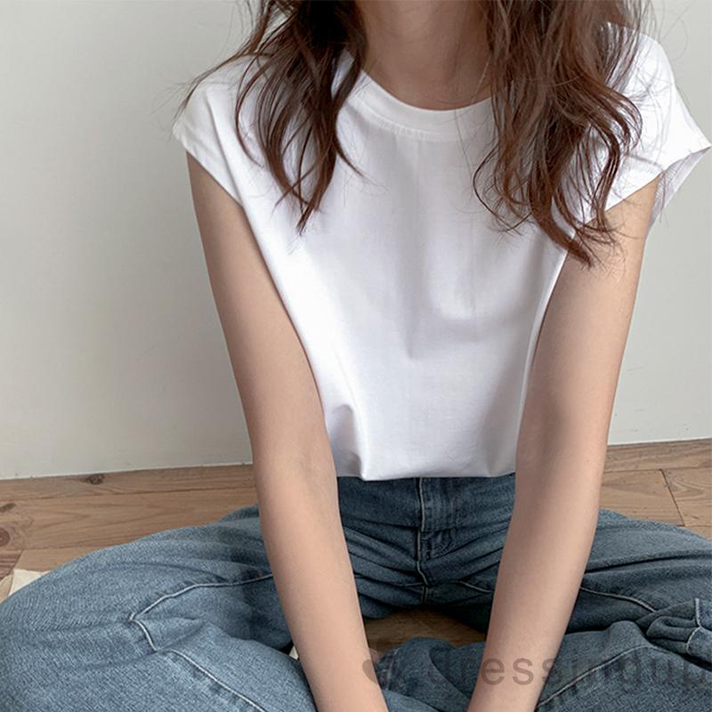 DRE-Women Summer Tank Tops, Solid Color Round-Neck Sleeveless Casual Tank Tops