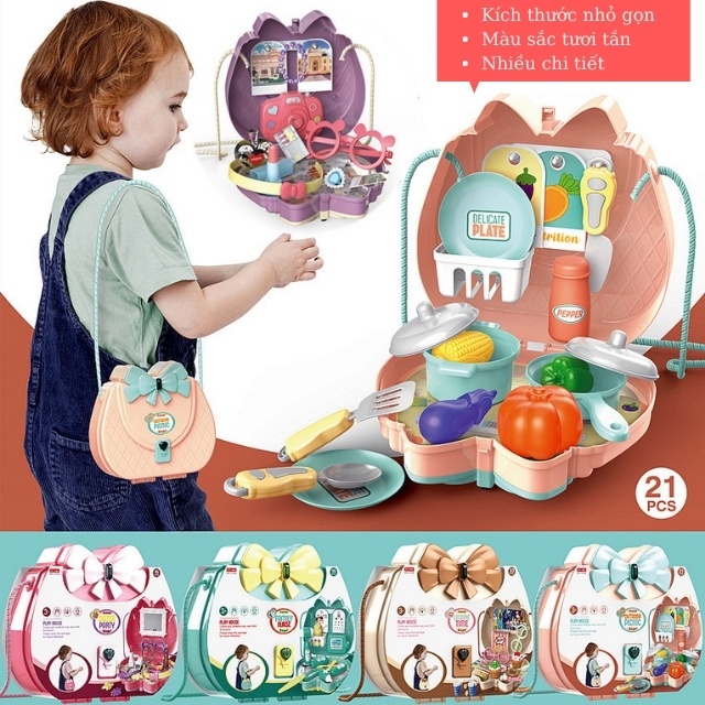 Bộ đồ chơi túi xách nghề nghiệp bác sĩ, nấu ăn, trang điểm, làm bánh cho bé