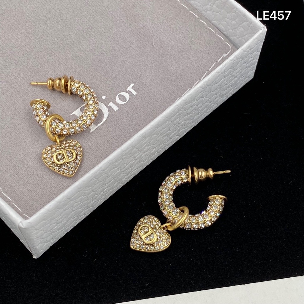 Khuyên Tai Đính Đá Họa Tiết Chữ Dior Thời Trang Thanh Lịch