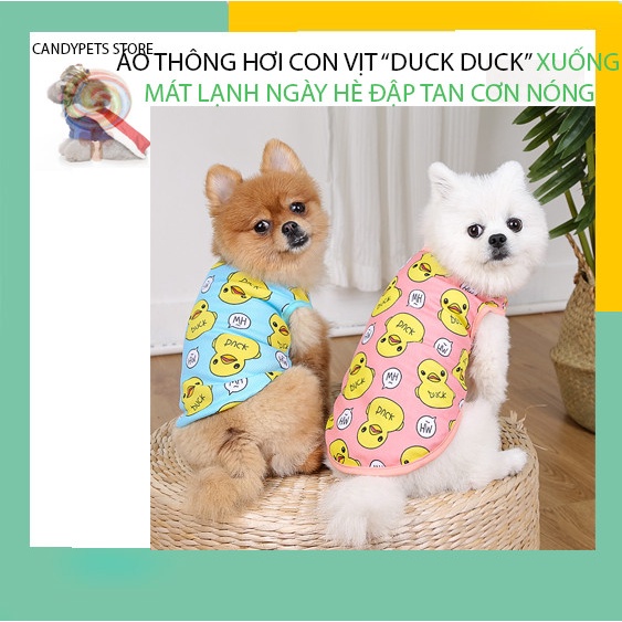 (thanh lý shop)Quần áo thú cưng thời trang cho chó mèo mặc mùa hè chất thông hơi hình con vịt giá rẻ từ 2 đến 15kg CANDY