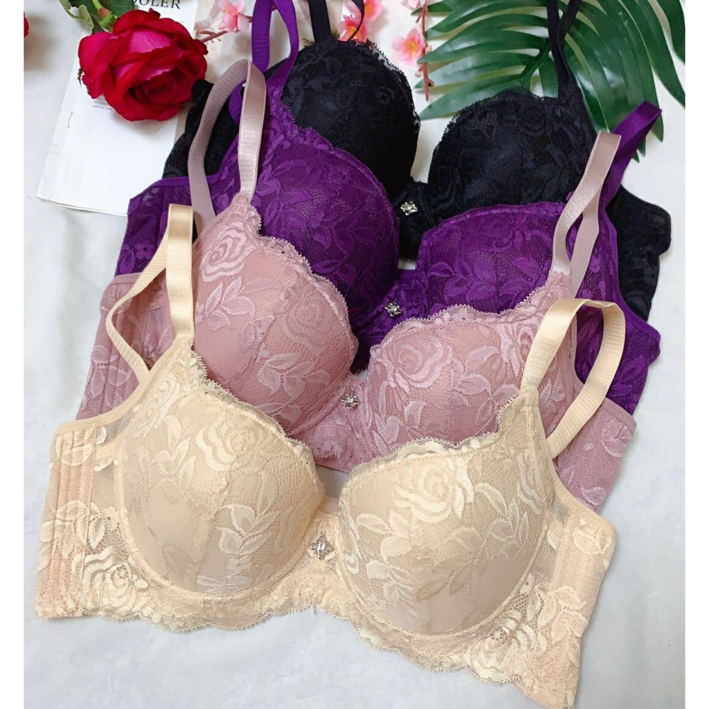 Áo lót nữ  Áo lót big size 101 ren mỏng quả to bản lưng 4 móc cài che mỡ thừa to ngực to.