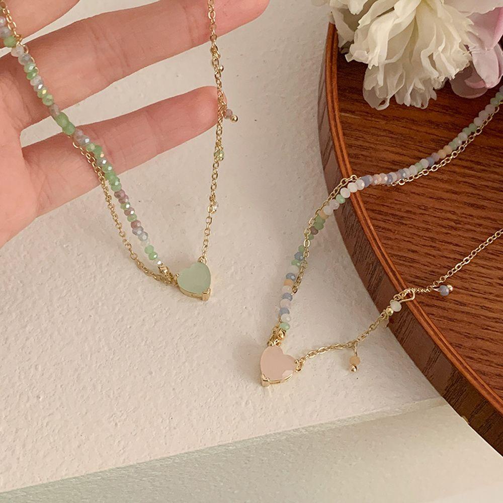 Vòng cổ Hình Trái Tim Nhiều Màu Sắc Phong Cách Boho Cổ Điển Độc Đáo WMES15H|Vòng cổ Y2K Đính Hạt Thời Trang Dành Cho Nữ Y2K