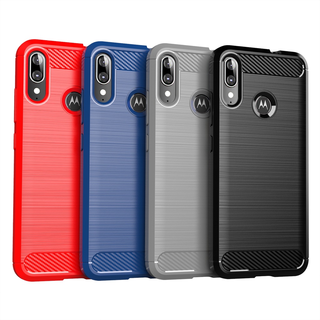Sọc chải sợi Carbon Motorola Moto E6S 2020 / E6i E6 plus Vỏ điện thoại tpu silicon mềm Vỏ bảo vệ chố