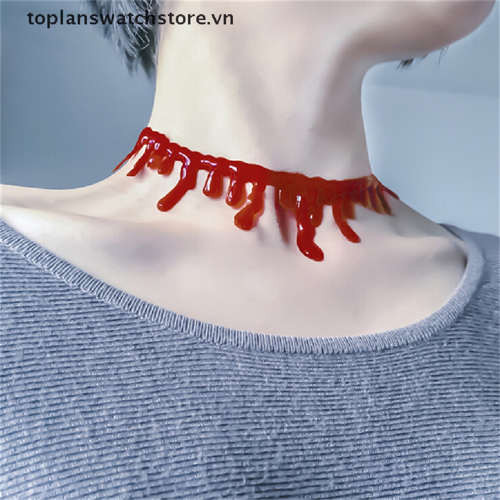 Toplanswatchstore Vòng Cổ Choker Đính Hạt Máu Đỏ Phong Cách Punk Rock Hóa Trang Halloween
