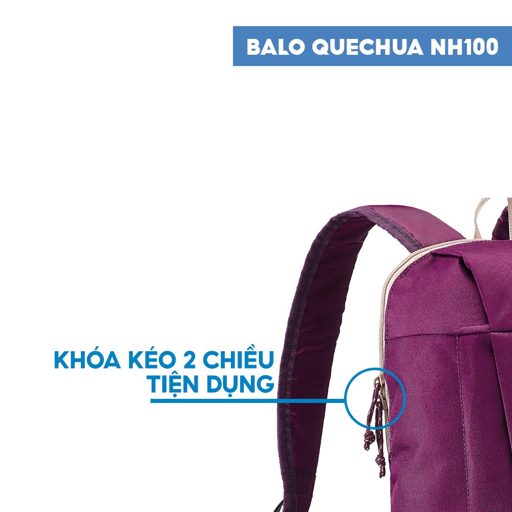 Balo Mini QUECHUA NH100 10 Lít Tiện Dụng Cho Leo Núi, Dã Ngoại - Tím Đậm