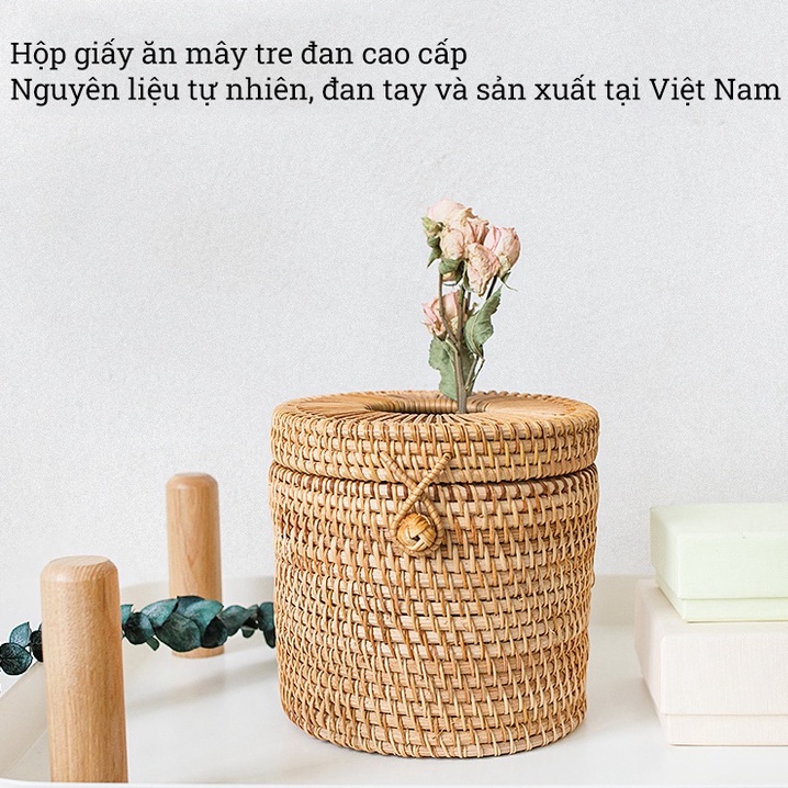 Hộp đựng giấy ăn mây tre đan cao cấp BAMBOOO ECO thân thiện môi trường