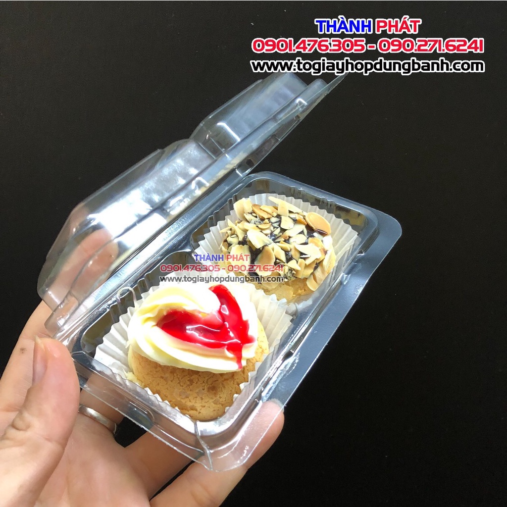 100 Hộp H162 đựng 2 bánh su singapore, bánh tart, trứng muối đài loan