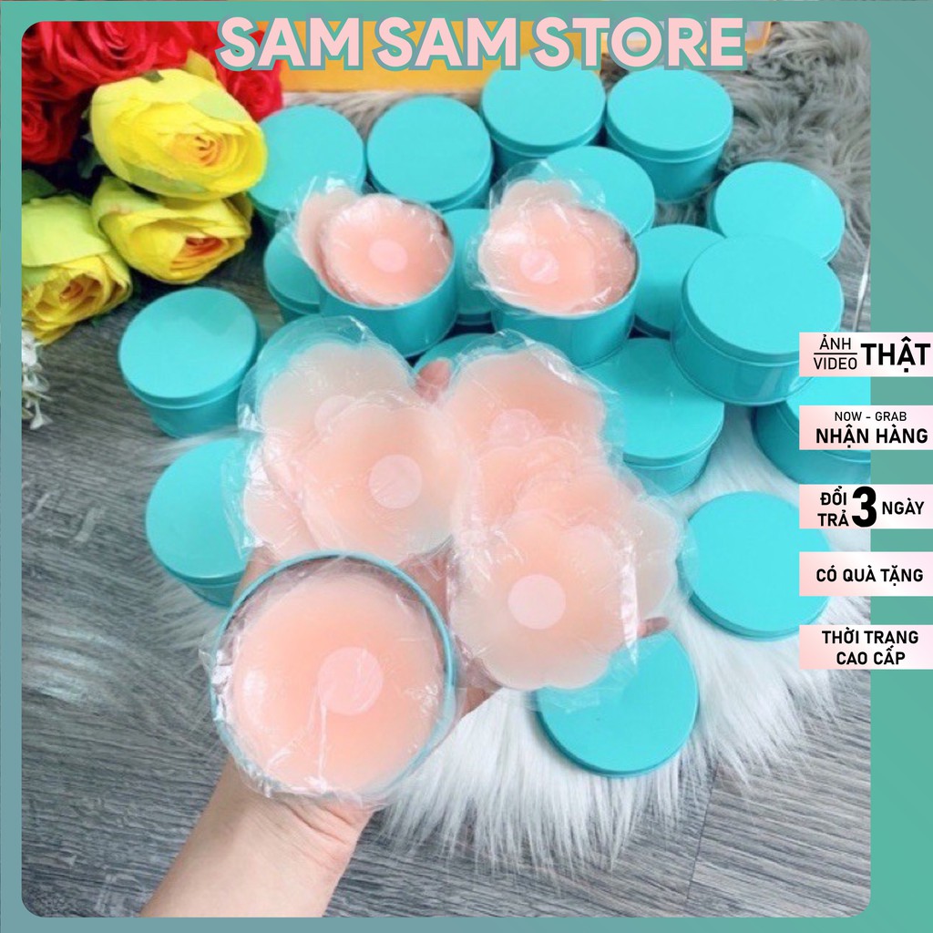 MIẾNG DAN TI SILICON, Sử dụng được nhiều lần Set Hộp xanh 5c Dán Nhũ Hoa Silicon Tàng Hình Siêu Rẻ Siêu Đẹp 999