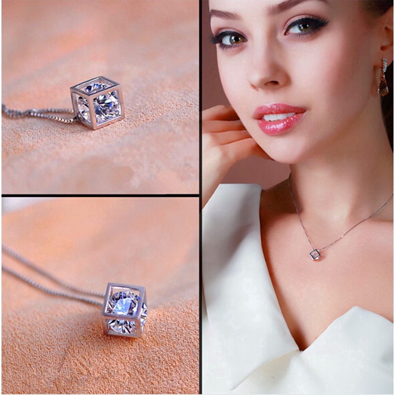 Dây Chuyền Mạ Bạc Mặt Khối Lập Phương Ma Thuật Dành Cho Nữ