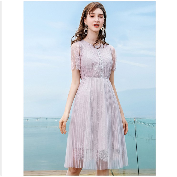 Váy ren nữ 2019 màu tím nhạt hàng quảng châu cao cấp chất đẹp ( có video và ảnh thật )