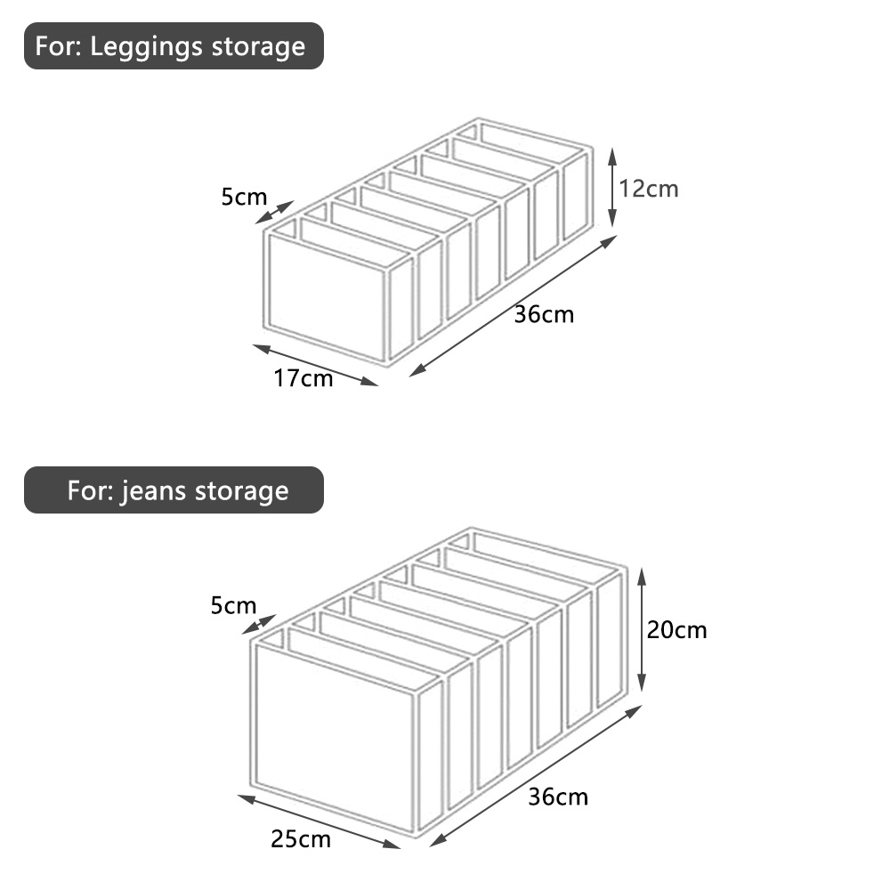 Hộp đựng quần áo jean bằng vải không dệt dày trong suốt gấp gọn được bỏ trong ngăn kéo tủ đồ