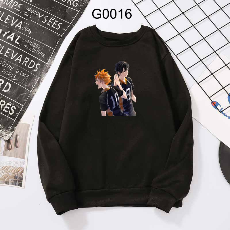 Aikyuu Áo Khoác Hoodie Tay Dài Chui Đầu In Hình Bóng Chuyền Junior Hinata Shouyou