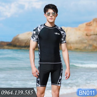 Bộ bơi cộc tay quần sooc đùi nam, quần và áo bơi cho phái mạnh, chất bơi spandex cao cấp co giãn 4 chiều | BN011