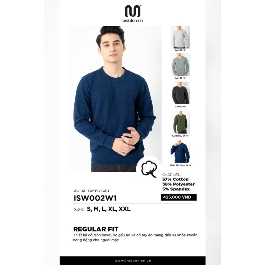 Áo thể thao nỉ,áo thu đông nam dài tay Insidemen SIÊU ẤM vải xốp hiệu ứng  3D ISW002W1