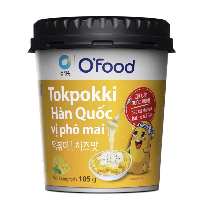Bánh gạo Tokpokki Hàn Quốc O’Food vị truyền thống/phô mai/tương đen cốc 105g