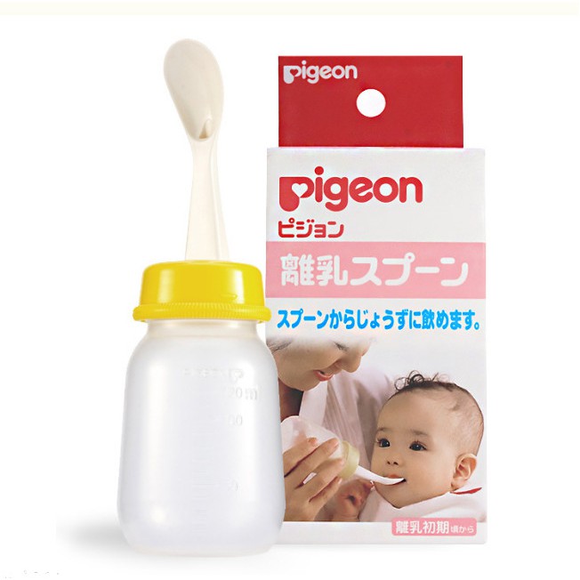 BÌNH CÓ THÌA TẬP ĂN DẶM CHO BÉ PIGEON (THỂ TÍCH 120ML) - BÌNH KÈM THÌA ĐÚT BÉ ĂN DẶM PIGEON