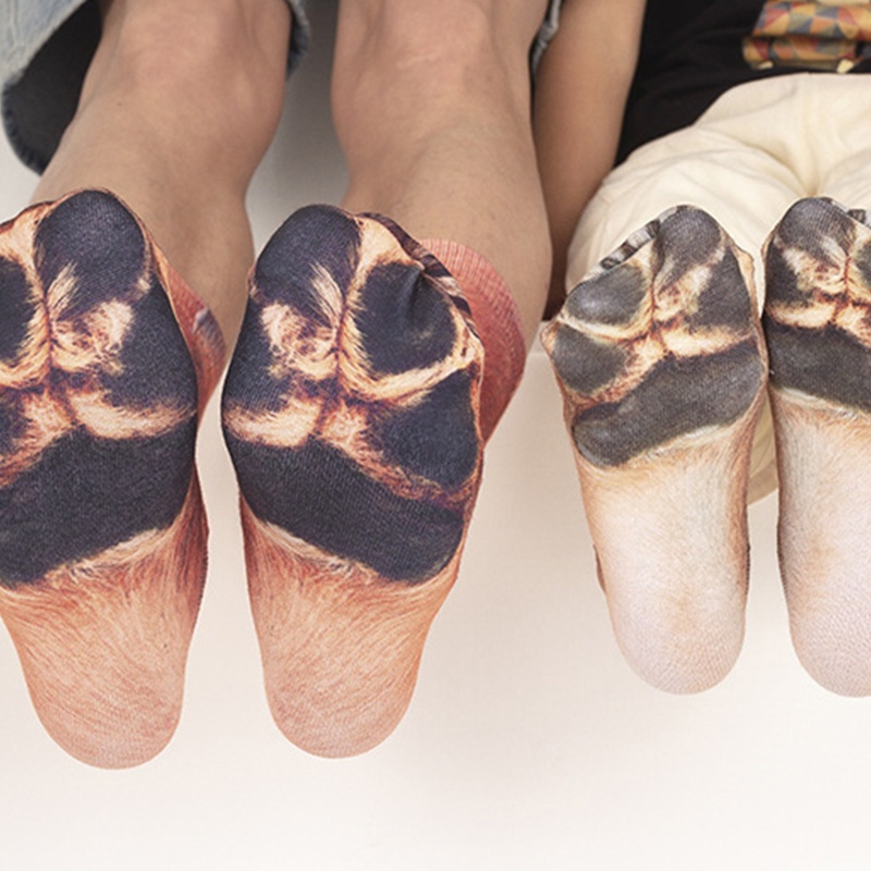 Tất In Hình Dấu Chân Chó Mèo / Báo 3D Vui Nhộn Cho Người Lớn